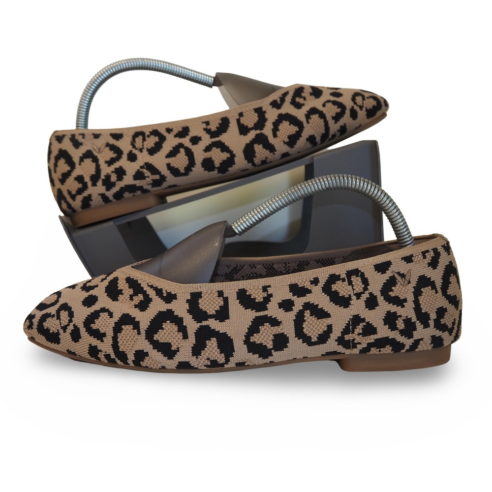 Vivaia Margot 2.0 Square Toe V-Cut Leopard Print Flats Womens 9/40